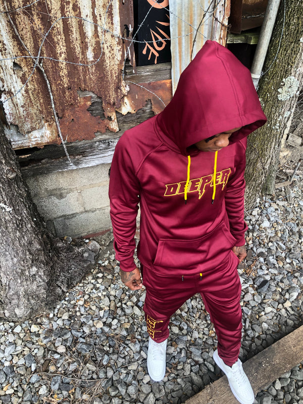 Deeper Tracksuit (Maroon/ Yellow)